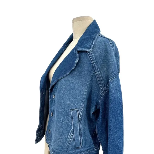 Free People Crop Denim Trucker Jacket In Gemini Wash Size‎ Medium - Image 6