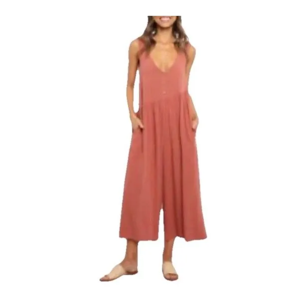 Petal + Pup Carson Sleeveless Wide Leg Rust Orange Cropped Jumpsuit Size 6 Women - Image 8
