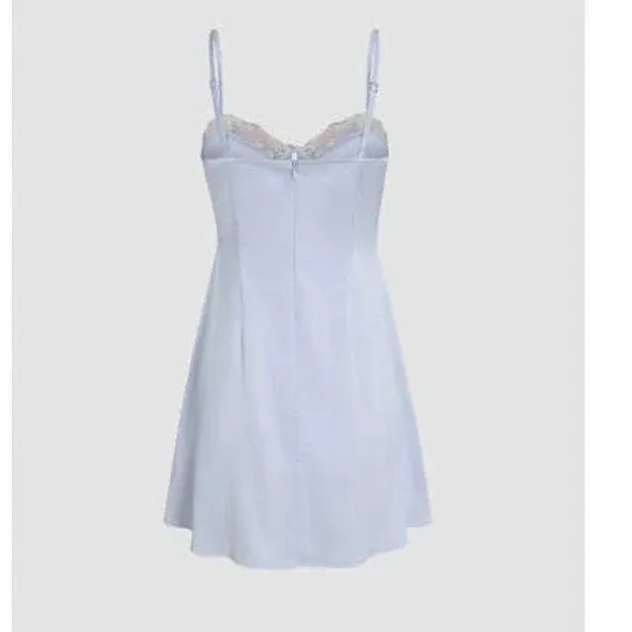 Cider Satin Sweetheart Baby Doll Rainbow Lace Trim Mini Dress Size M NWT - Image 8