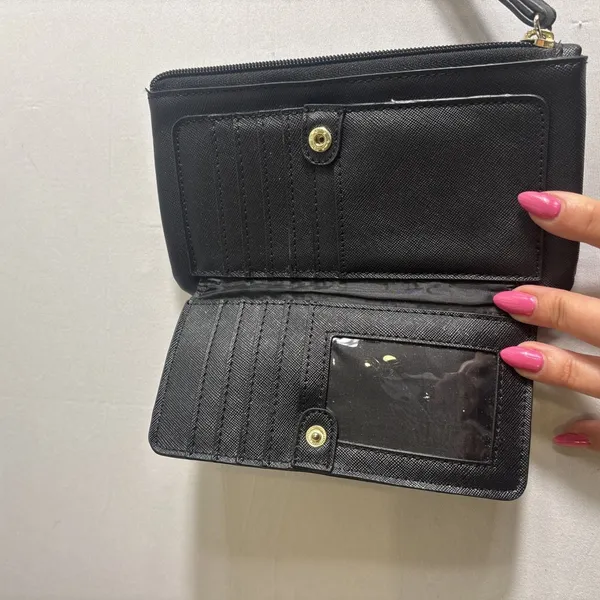 GUESS Bowie Embossed Logo Black‎ Wristlet Wallet Credit Card Clutch Y2K - Image 3