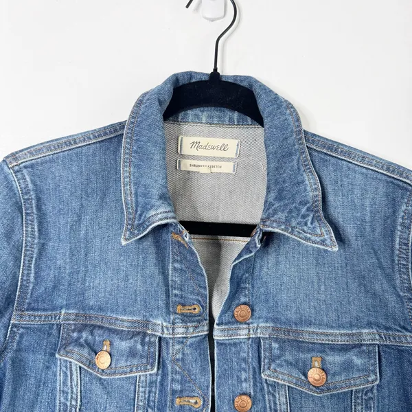 Madewell The Shrunken Stretch Jean Denim Jacket Classic Style Layering Blue S - Image 2
