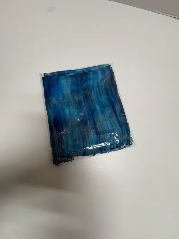 Blue Brushstroke Hand-Dyed Mulberry Silk Scarf -31" x 67" - NEW In Bag. - Image 12