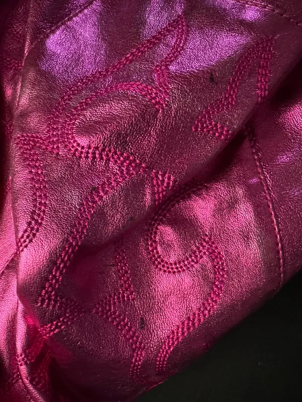Akira Azalea Wang Pink Metallic Faux Leather Moto Jacket - Image 8