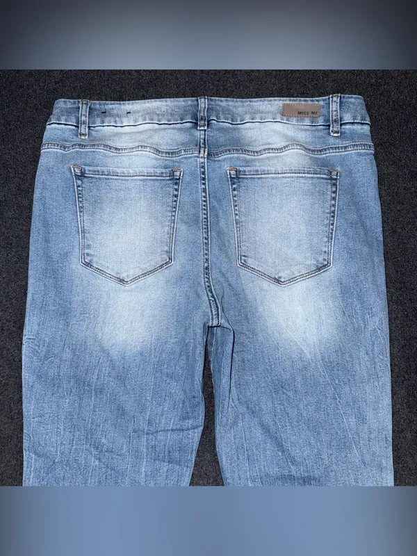 MISS ME Denim Crop Flare Jeans Light Wash Raw Hem Womens 32 x 26 Stretch M2190FL - Image 5