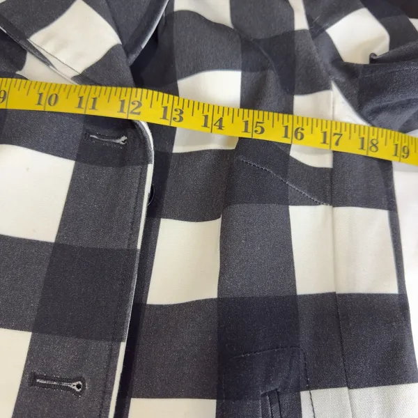Banana Republic Women’s Plaid Black White Double-Breasted Pea coat Office Size S - Image 15
