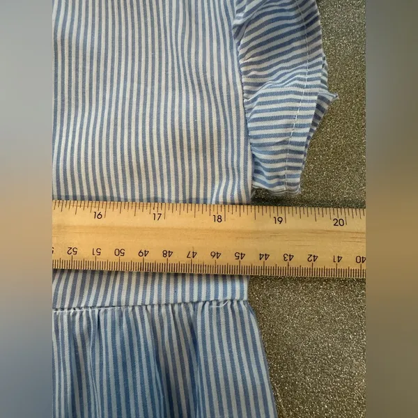 ANDREE BY UNIT Blue White Pinstripe Tiered Babydoll Top Size M (1122) - Image 10