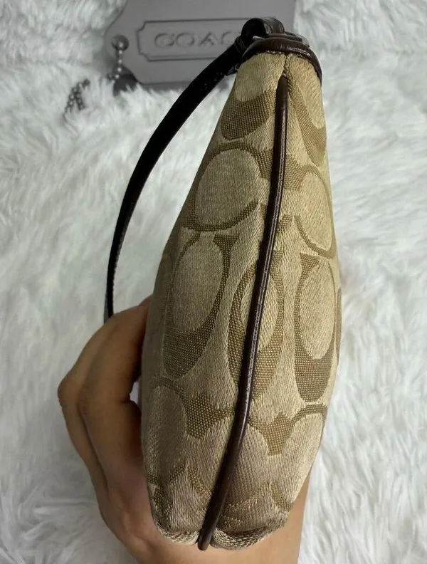 COACH y2k Brown Signature Canvas Wristlet Mini Purse - Image 4