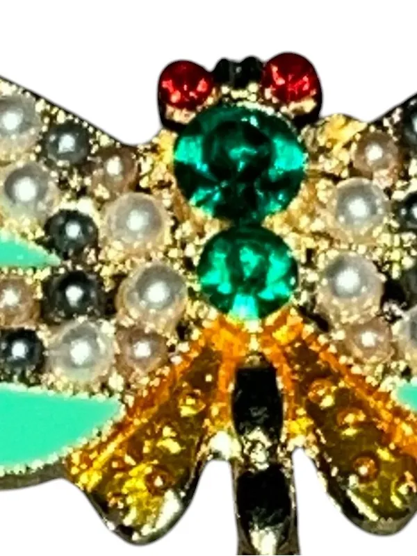 Turquoise Dragonfly Brooch with Gold Accents - Image 3