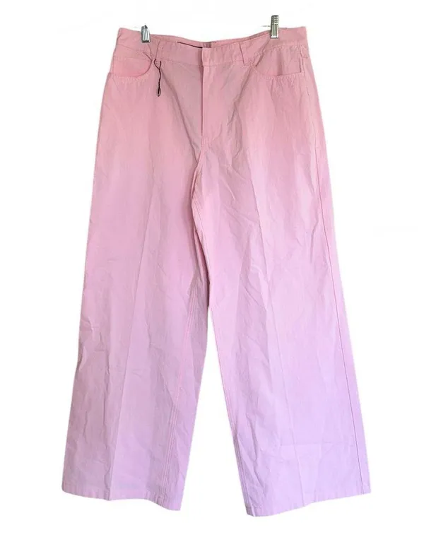 Nwot Zara Wide Leg Cotton Bloggers Fave Wide Leg Pant Super High Rise Large - Image 3