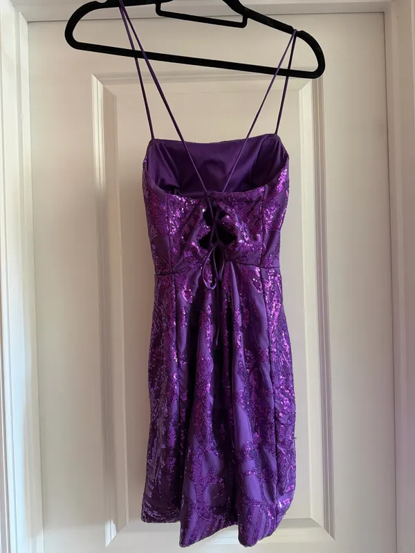 Purple sequin hoco dress Size XS - Image 2