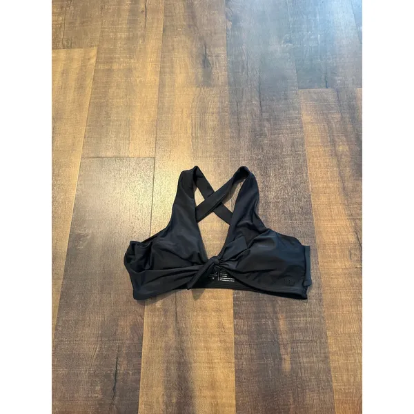 Albion Black Top Knot Bikini Top Size Medium Black Tie Front Swim Top - Image 3