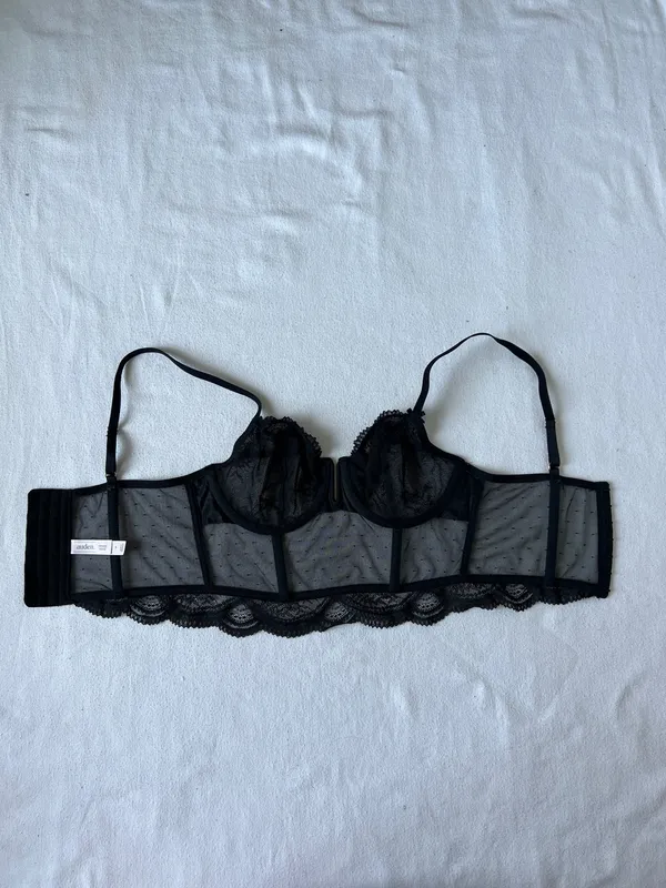 Black Auden Sheer Lace Corset Style Bralette - Size s - Image 4