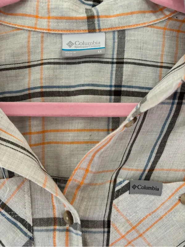 Columbia organic cotton plaid shirt M - Image 3