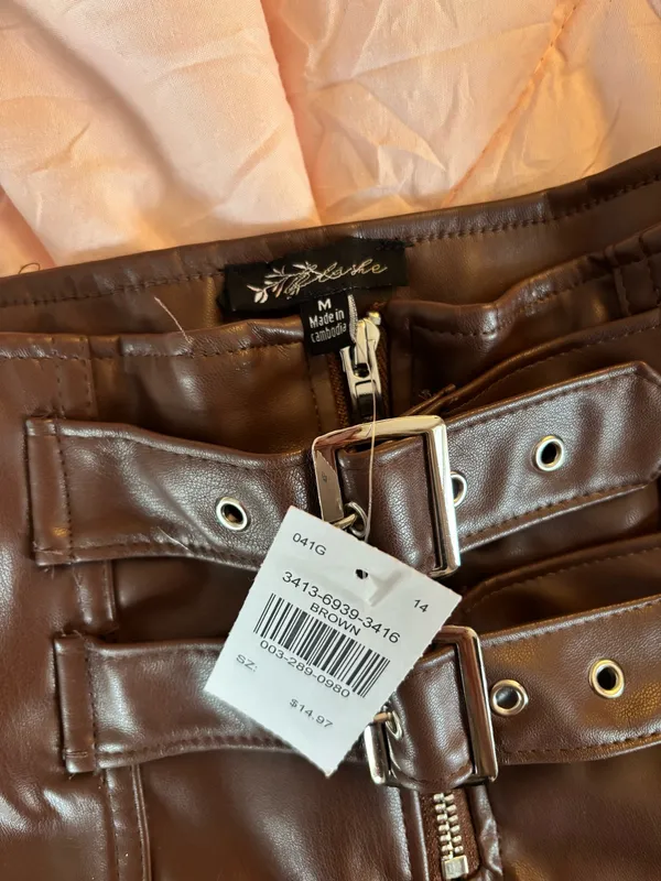 Brown leather skirt Size M - Image 2