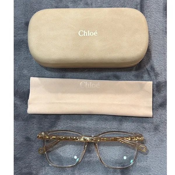 Chloé Eyeglasses Womens Honey Transparent Gold Square CE2740 53-16-140 - Image 3