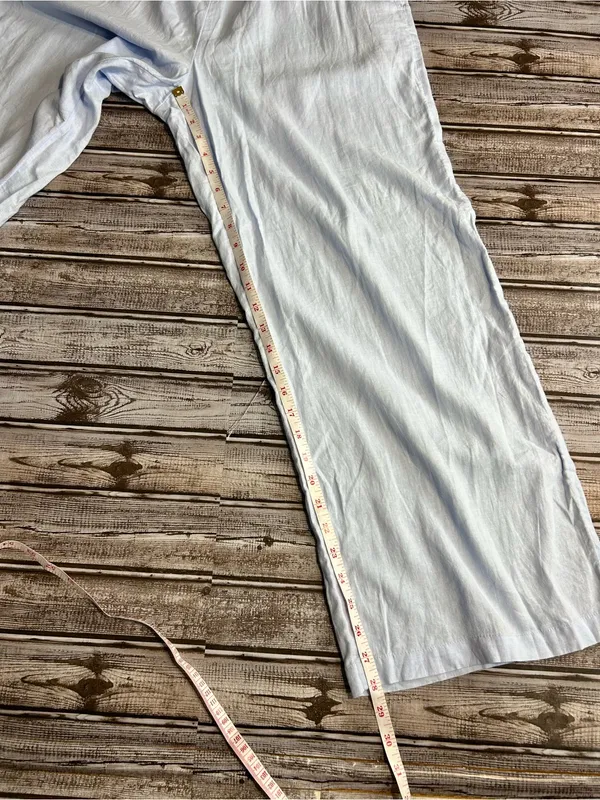 aerie Light Blue Wide-Leg Linen Blend Lounge Pants Coastal Vacation - Image 9
