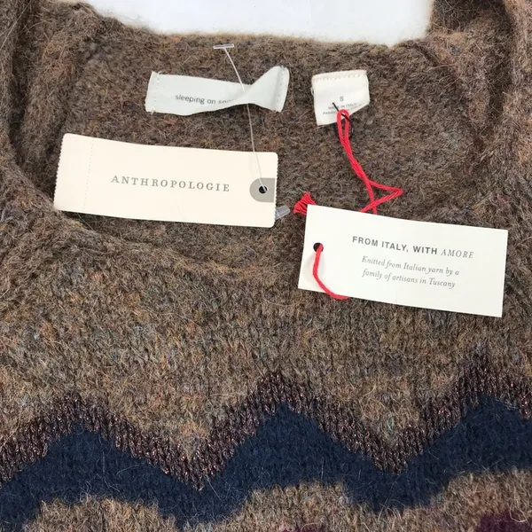 ANTHROPOLOGIE Mohair Wool Blend Sleeping On Snow Sweater-Tunic Women S Boho NWT - Image 12