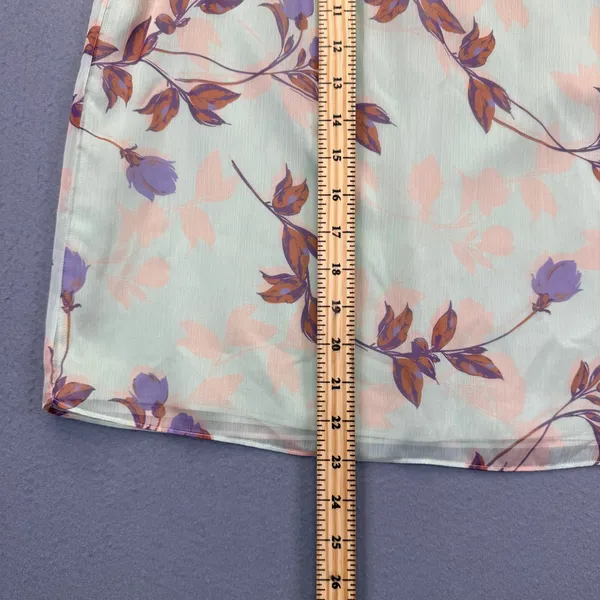 Amanda Uprichard Floral Halter Blouse Mint Green Ruffle Neck Sleeveless Top L - Image 4