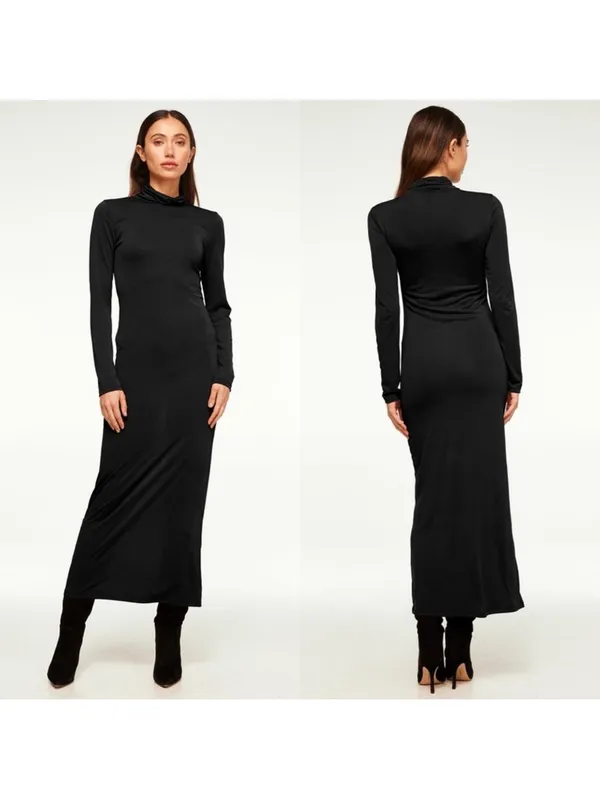 MISA Los Angeles‎ LIV Dress Long Sleeve Mock-neck Midi Women’s Size S - Image 2