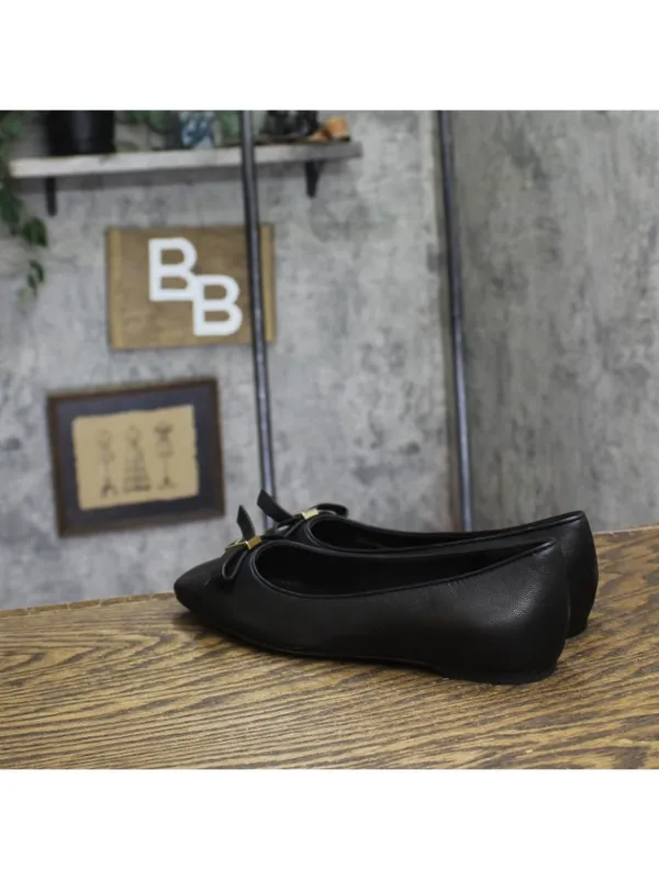 Kate Spade New York Womens Deco Bow Smooth Leather Ballet Flats KM817 Black 7B - Image 2