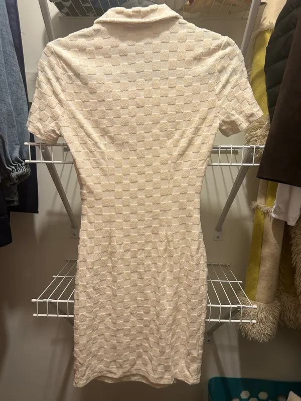 White checkered terry mini dress - Image 2