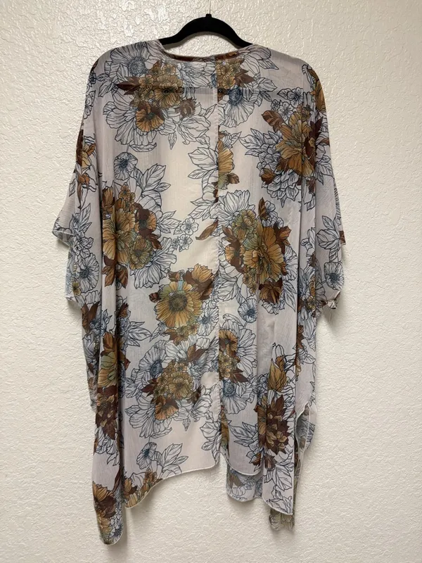 Live to be spoiled Maeve Floral Sheer Kimono Cardigan - White with Brown Floral - Image 5
