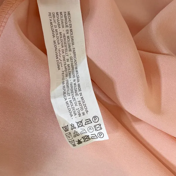 ZARA Organza Pink Peach Floral Maxi Dress Tiered Sundress Summer Vacation Medium - Image 14