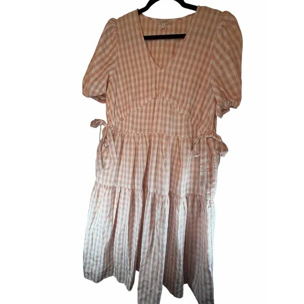 Calista Pink and White Gingham Dress - Size M - Image 7