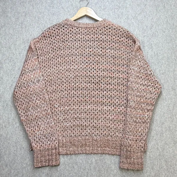 Madewell Sweater Women Large Peach Brown Open Knit Crochet Pullover Boho Coastal - Image 2