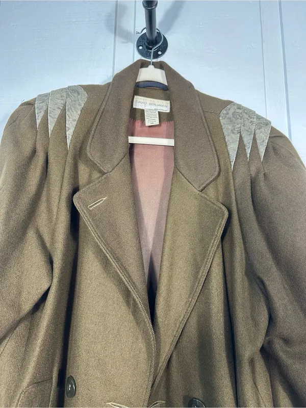 David Benjamin Vintage Olive Green Coat Size 14 EUC - Image 4