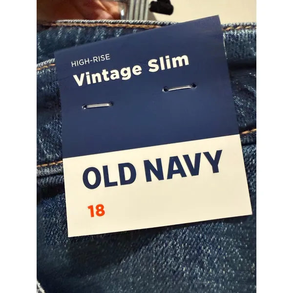 Old Navy Women Vintage Slim Straight Jeans High Rise Sz 18 Blue Stretch Denim - Image 3