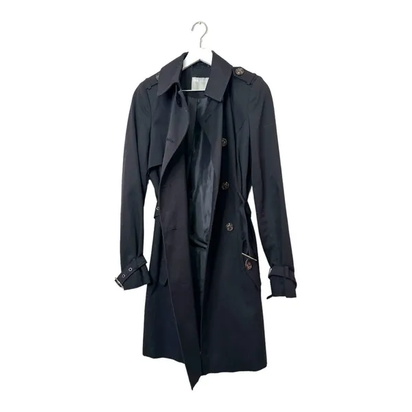 ASOS Black Double-Breasted Belted Trench Coat Size 4 (US) - Image 9