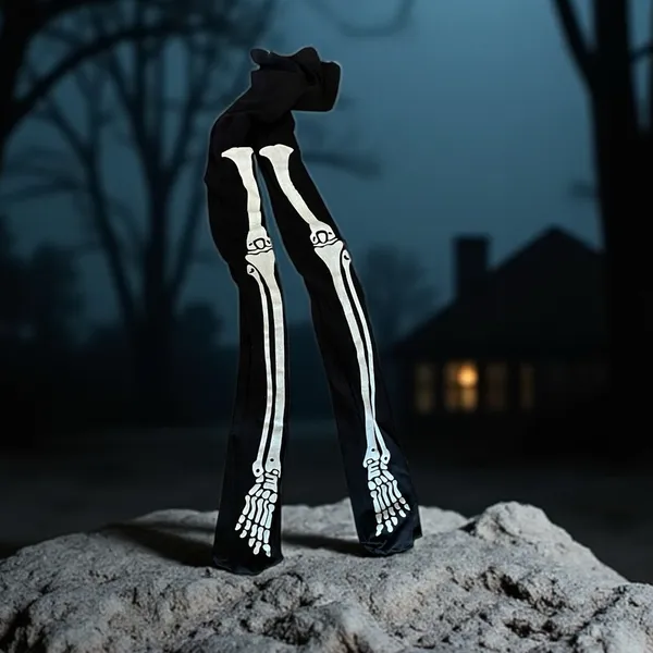 Black Skeleton Print Tights Halloween - Image 2