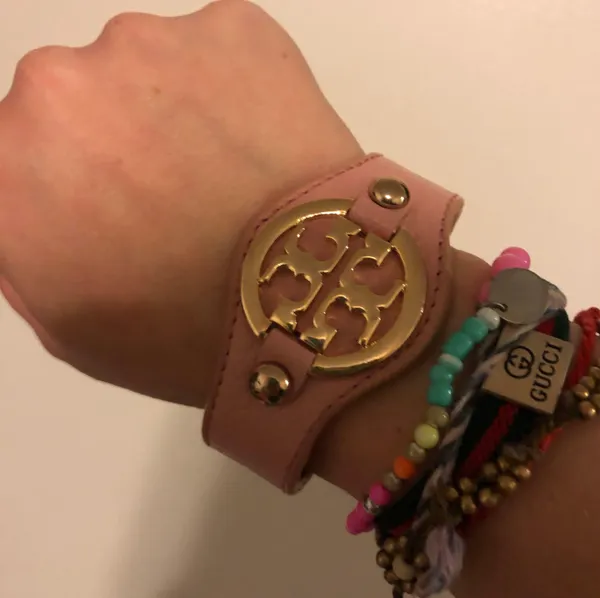 Tory Burch Vintage Y2k  Leather Style Pink Cuff - Image 8