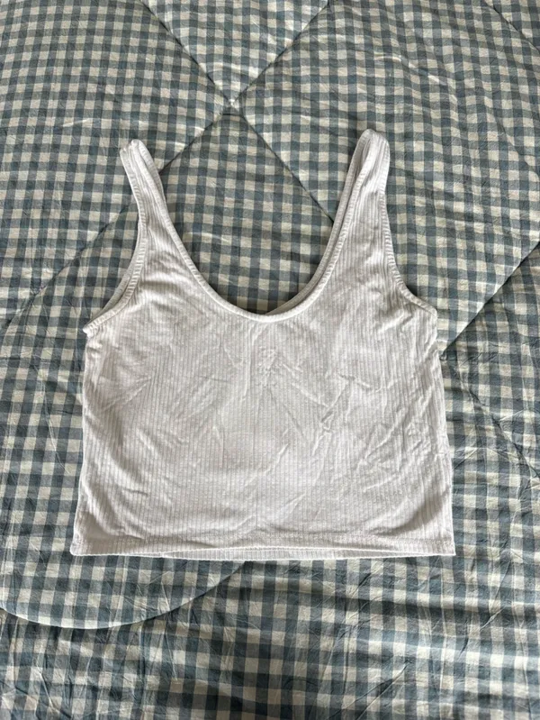 PacSun White Ribbed Scoop Crop Tank - Image 3