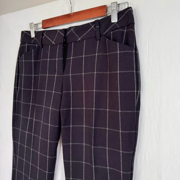 Express Editor women’s size 6R dress pants black with white plaid - Image 3