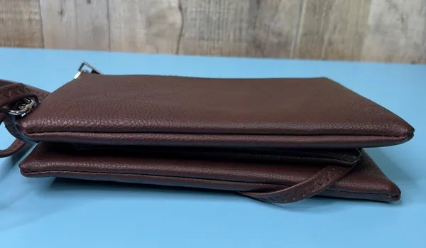Brown Crossbody w/3 Sections w/Wristlet Handle & 23” Strap 8-1/2”x6”x3”Crossbody - Image 4