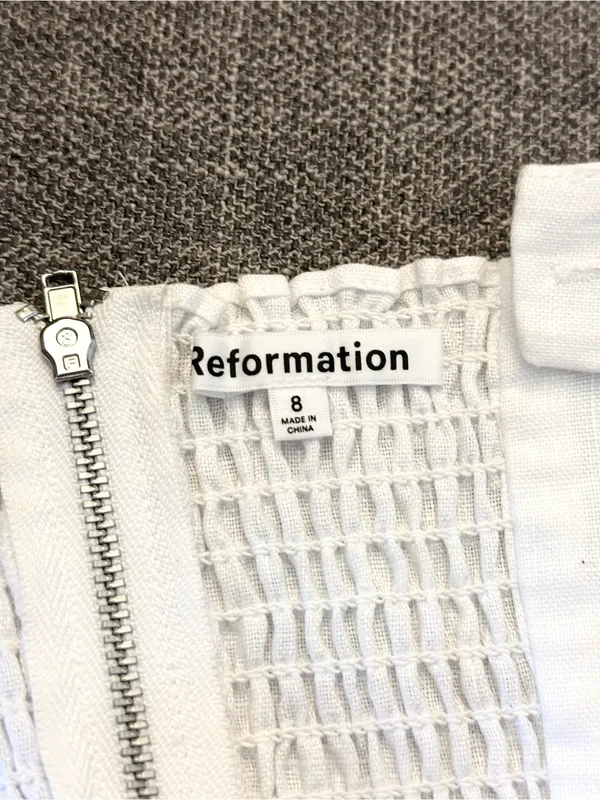Reformation Linen White Crop Top White Size 8 - Image 3