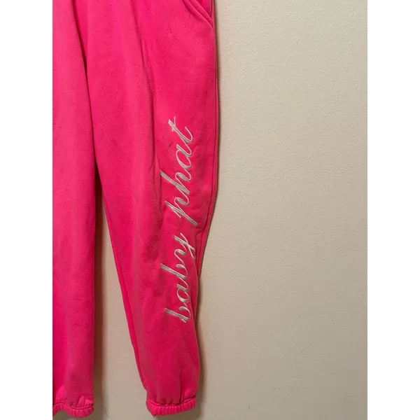 Baby Phat Joggers Sz M Hot Pink Logo Y2K Streetwear Vintage Sweatpants - Image 3