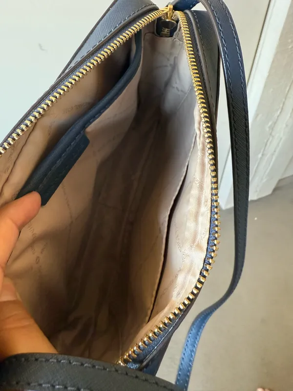 Michael Kors Navy Leather Crossbody with Gold Stud Accents - Image 12