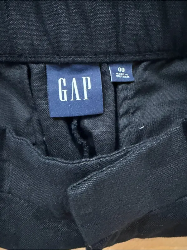 Gap Black Linen Blend Pleated High Rise Wide Leg Trousers Pants - Image 3