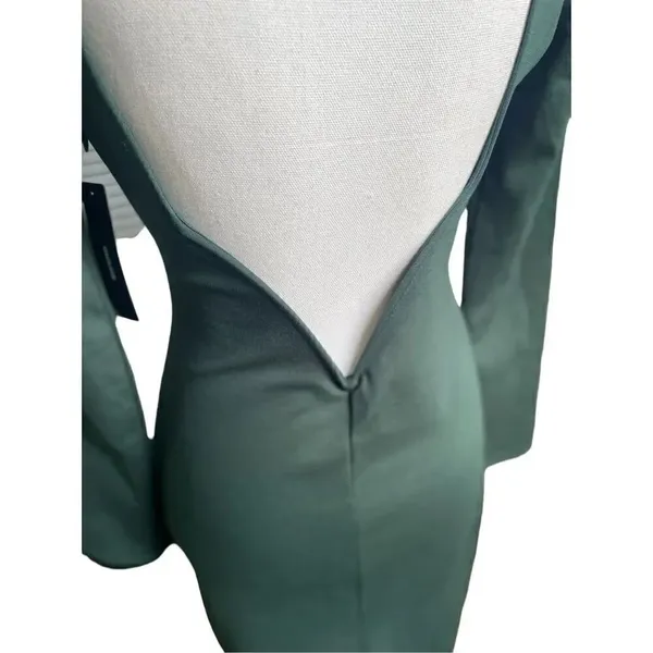 NWT Lulus Olive Green Open Back Long Sleeve Round Neck Dress Size L Party Knee L - Image 3