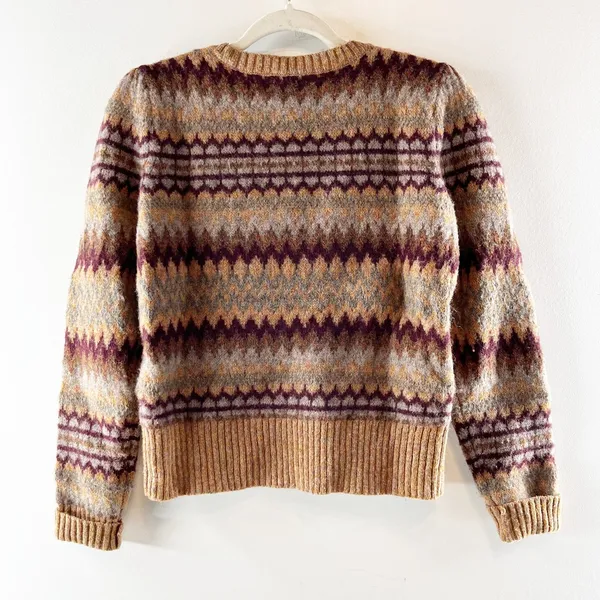 Marc Jacobs Crewneck Wool Blend Fair Isle Sweater Brown Small - Image 3