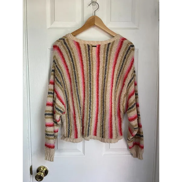 Billabong Women’s Large She’s A Trip Striped knit Pullover Sweater cropped - Image 3