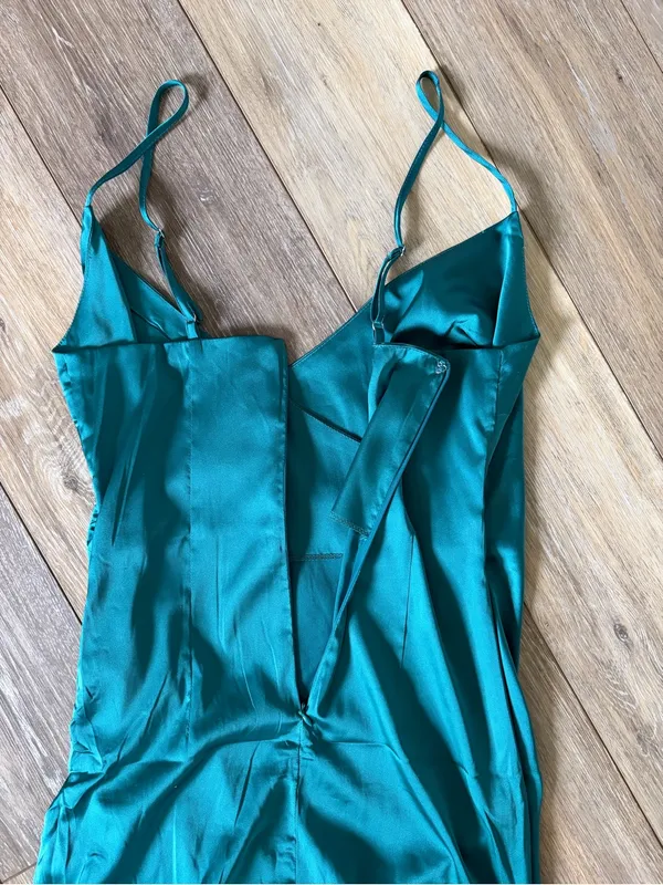 Forever 21 Teal Satin Slip Maxi Dress - Image 6