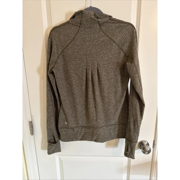 Lululemon Rush Hour 1/2 Zip Pullover Heathered Military Green Size 10 - Image 2