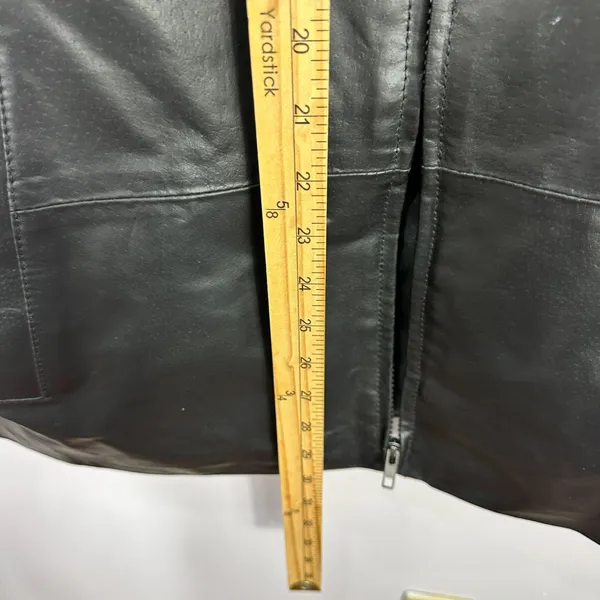 Leather Lambskin Jacket Vtg 90s Mens Large Black‎ Grunge Alt Edgy Trump Marina - Image 7