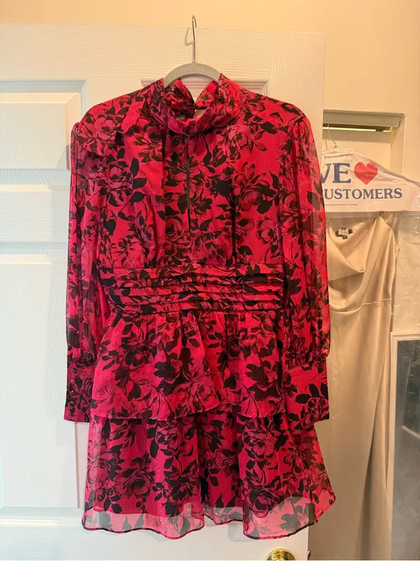 Amanda Uprichard Samira Dress, Floral Long-Sleeve Ruffle Mini Dress - Image 3