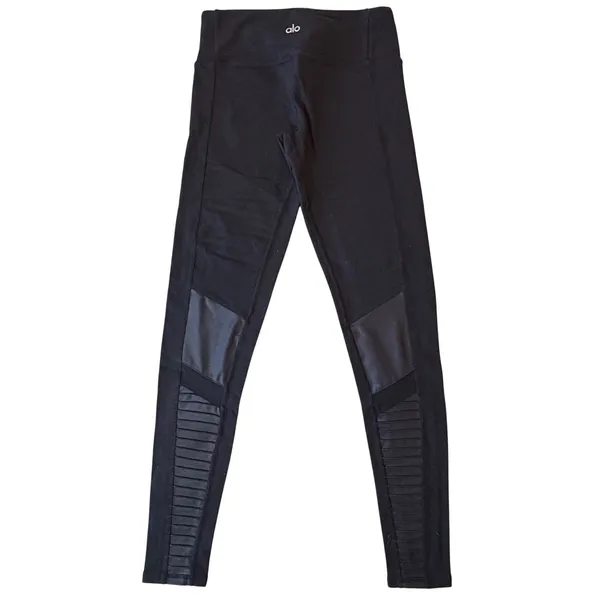 Alo Yoga Moto Panel Leggings Womens XS Black Ribbed Mesh High Performance Active - Image 5
