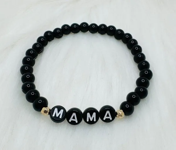 Mama Natural Stone beaded Bracelet Black - Image 4